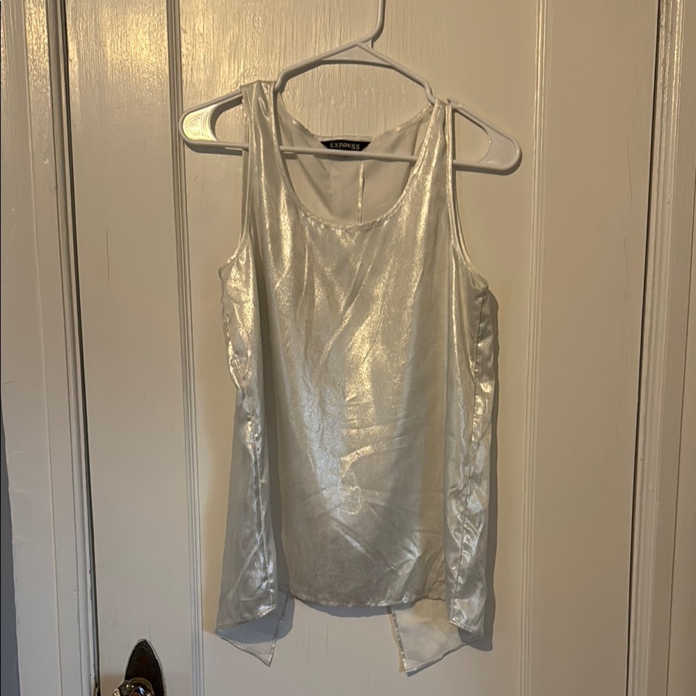 Express Metallic Silver Tank Top